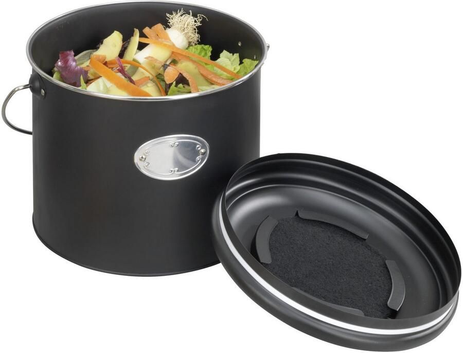 Wenko Bio-afvalbak Model Nero Compostemmer van metaal incl. 3 actieve koolfilters om te vervangen 6 L - Foto 8