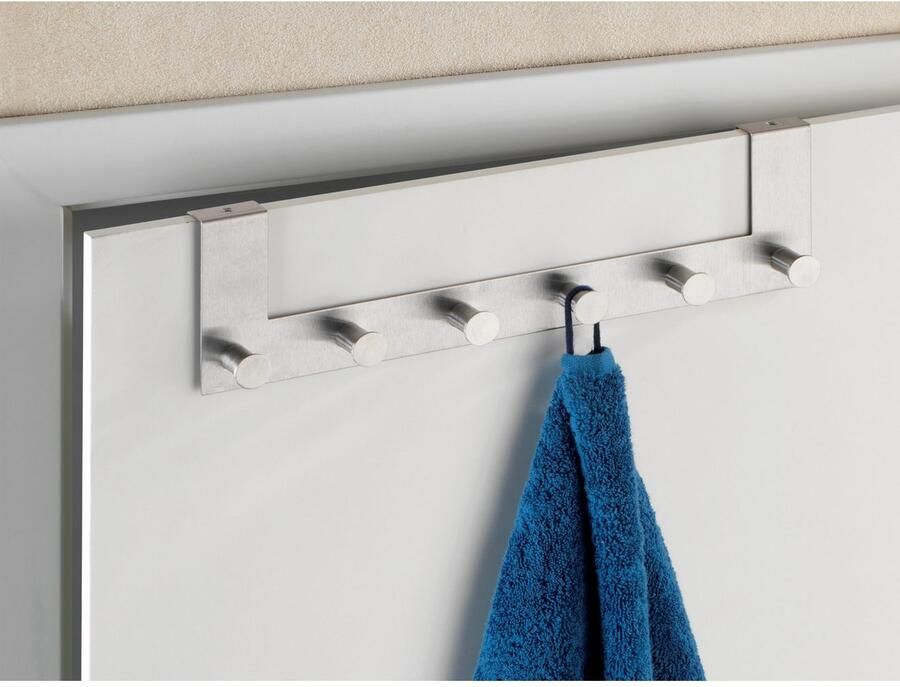 Wenko Deurkapstok opdekdeur 6 haken Zilver Ophangen zonder boren Geschikt voor opdekdeur Geschikt voor stompe deur - Foto 6