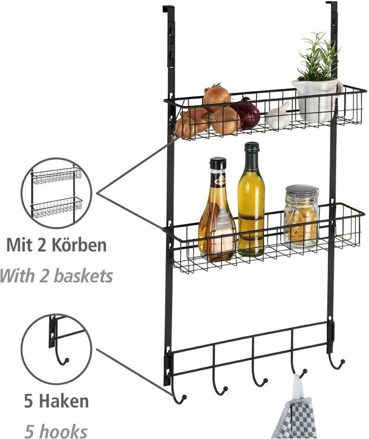 Wenko Deurrekje voor het ophangen in badkamer & keuken extra opbergruimte industriële stijl - Foto 2