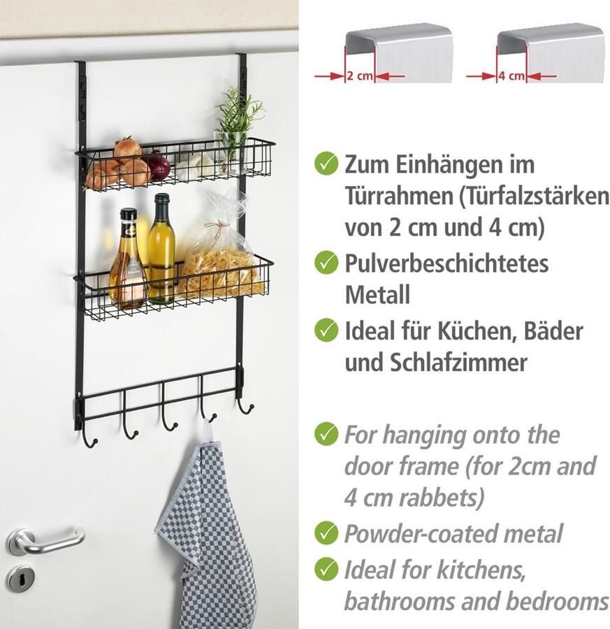 Wenko Deurrekje voor het ophangen in badkamer & keuken extra opbergruimte industriële stijl