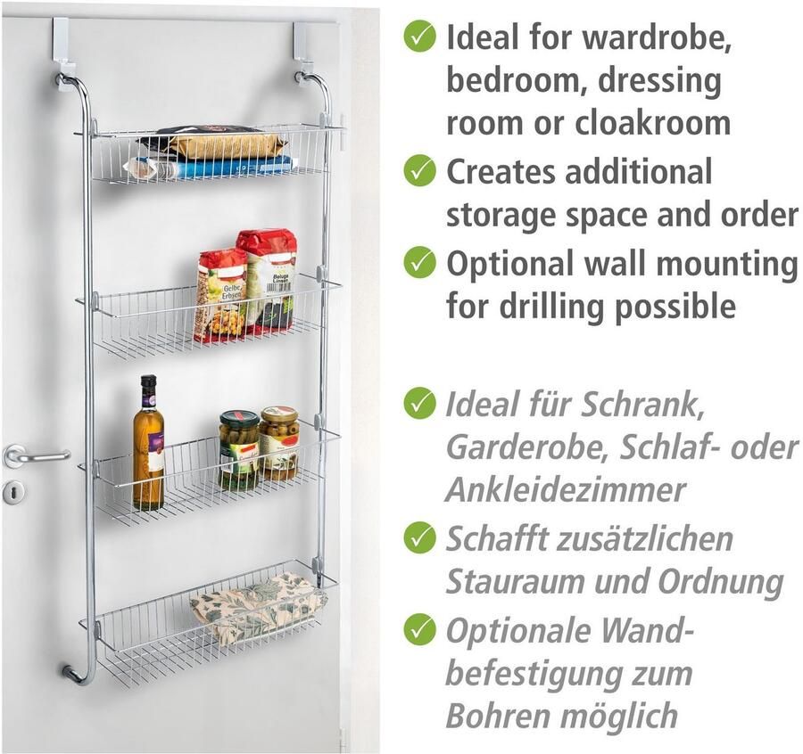 Wenko Deurrekje XL om op te hangen aan deuren metalen hangplank met 4 manden - Foto 3