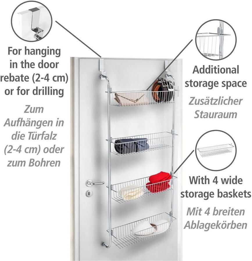 Wenko Deurrekje XL om op te hangen aan deuren metalen hangplank met 4 manden - Foto 2