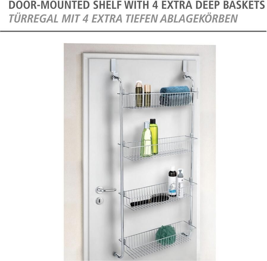 Wenko Deurrekje XL om op te hangen aan deuren metalen hangplank met 4 manden