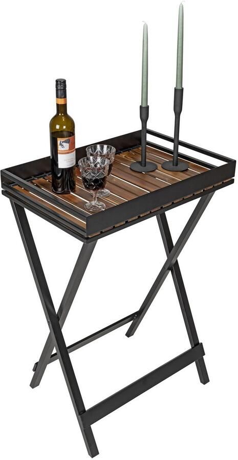 Wenko Dienblad Bijzettafel model Taba opklapbaar afneembaar acaciahouten dienblad overdekt geschikt voor buiten - Foto 7