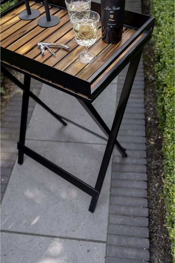 Wenko Dienblad Bijzettafel model Taba opklapbaar afneembaar acaciahouten dienblad overdekt geschikt voor buiten - Foto 4