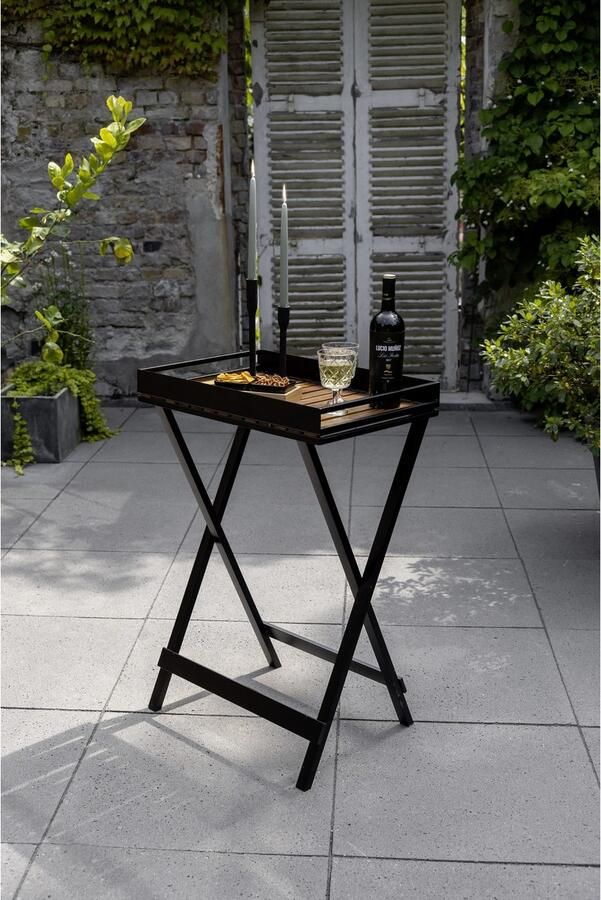 Wenko Dienblad Bijzettafel model Taba opklapbaar afneembaar acaciahouten dienblad overdekt geschikt voor buiten - Foto 6