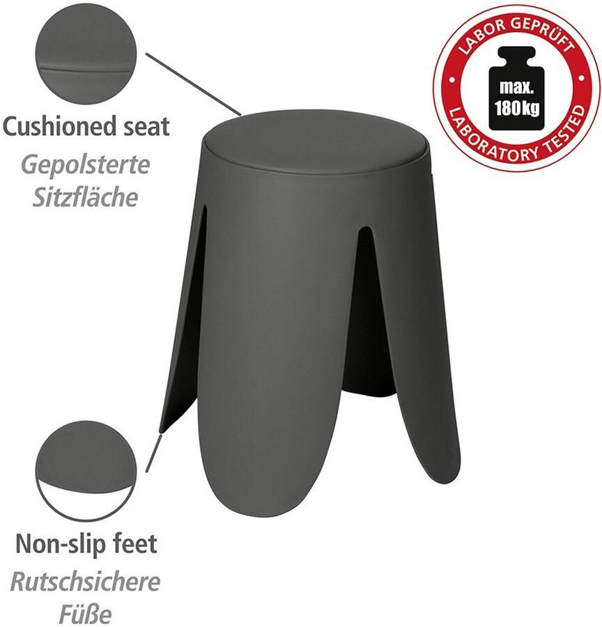 Wenko Douche en badkrukjes Modell Comiso Universele kruk belastbaar tot 180 kg met antislip voeten - Foto 2