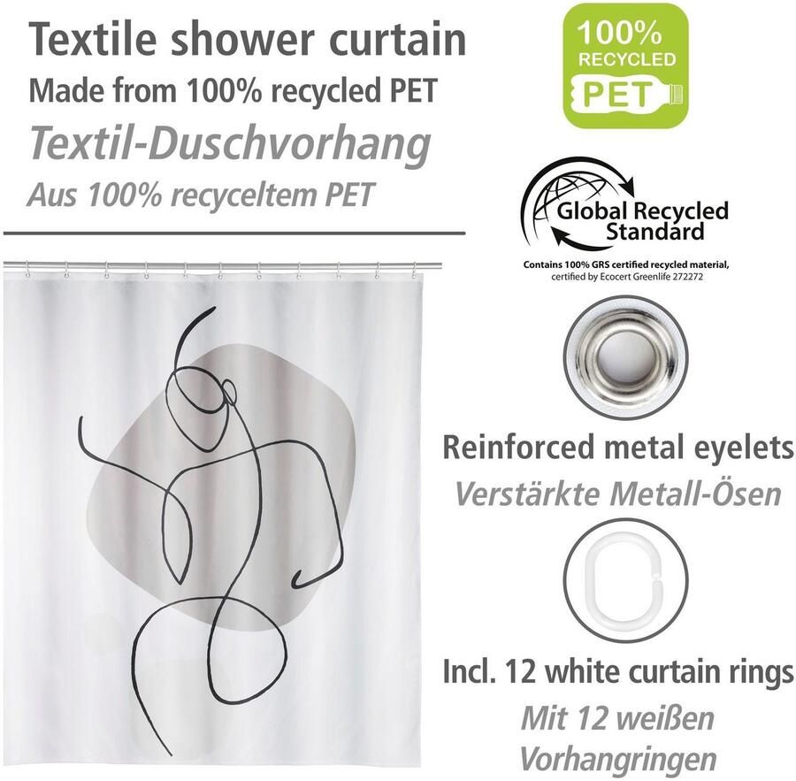 Wenko Douchegordijn Ladyline Hoogte 200 cm met one-line-design - Foto 2