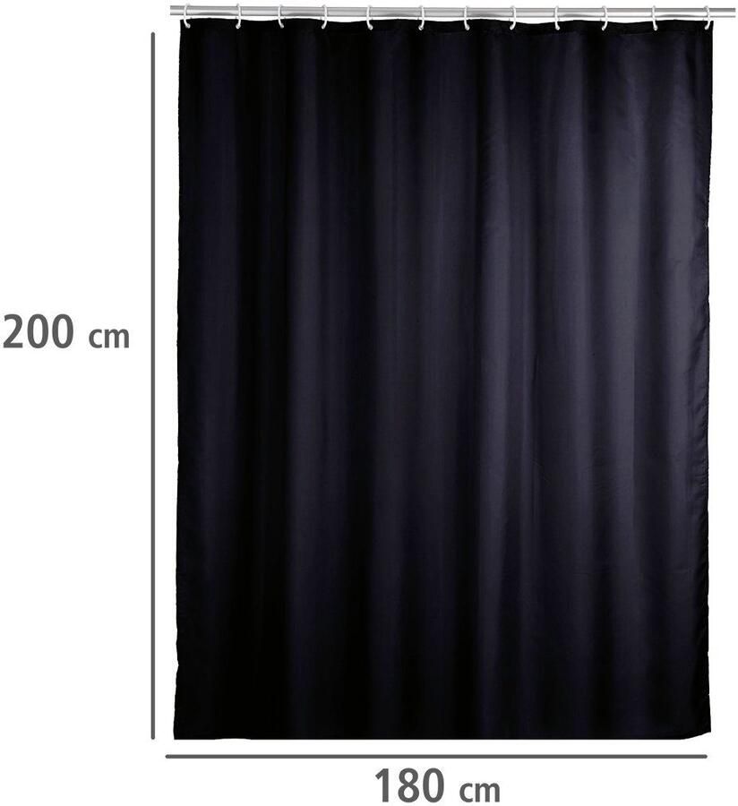 Wenko Douchegordijn Uni black Hoogte 200 cm polyester. Wasbaar - Foto 4