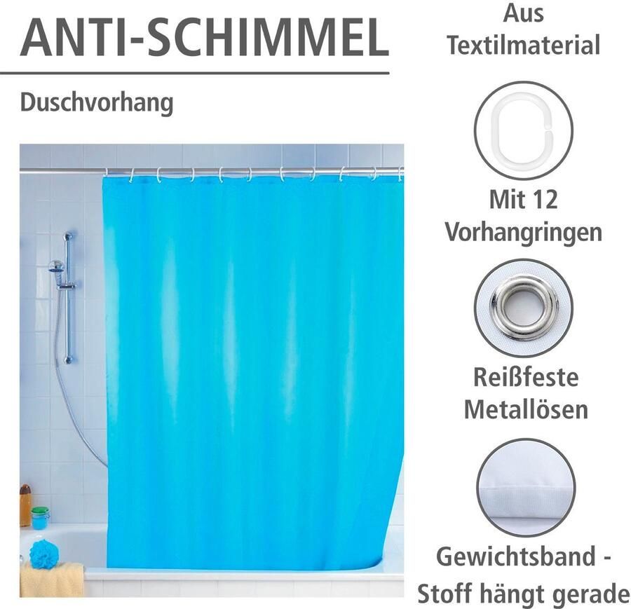 Wenko Douchegordijn Uni Light Blue Hoogte 200 cm wasbaar - Foto 2