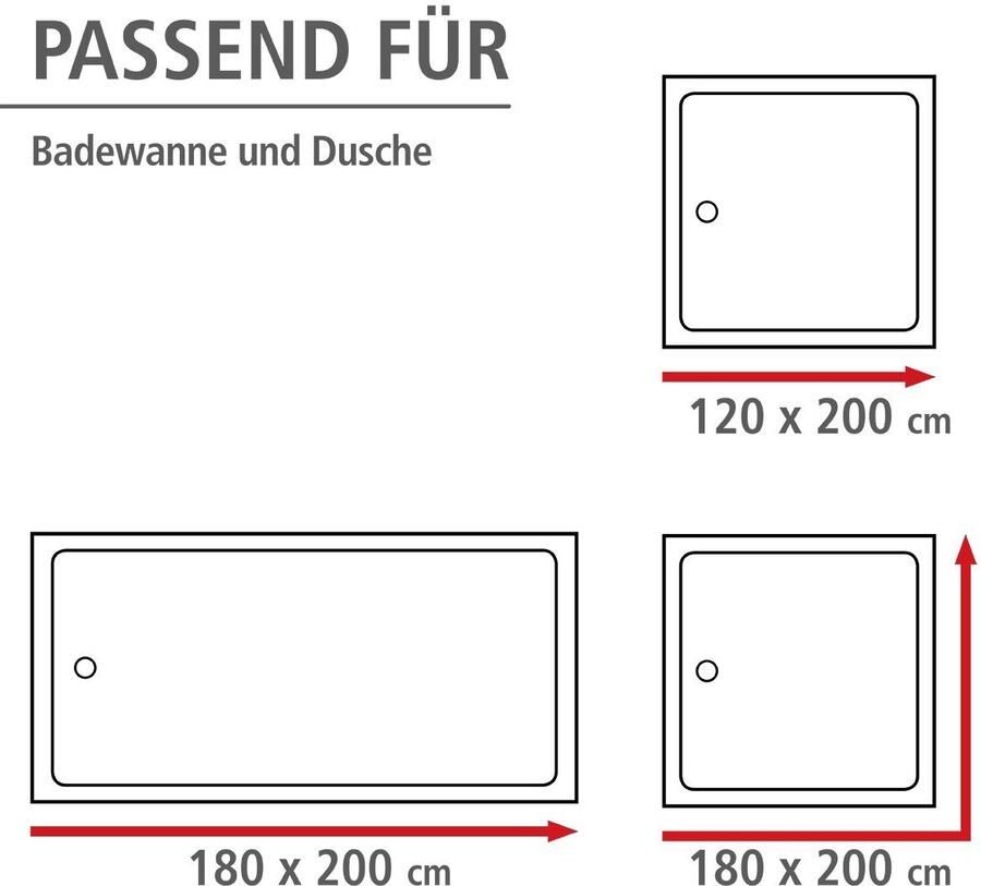 Wenko Douchegordijn Uni black Hoogte 200 cm polyester. Wasbaar - Foto 5