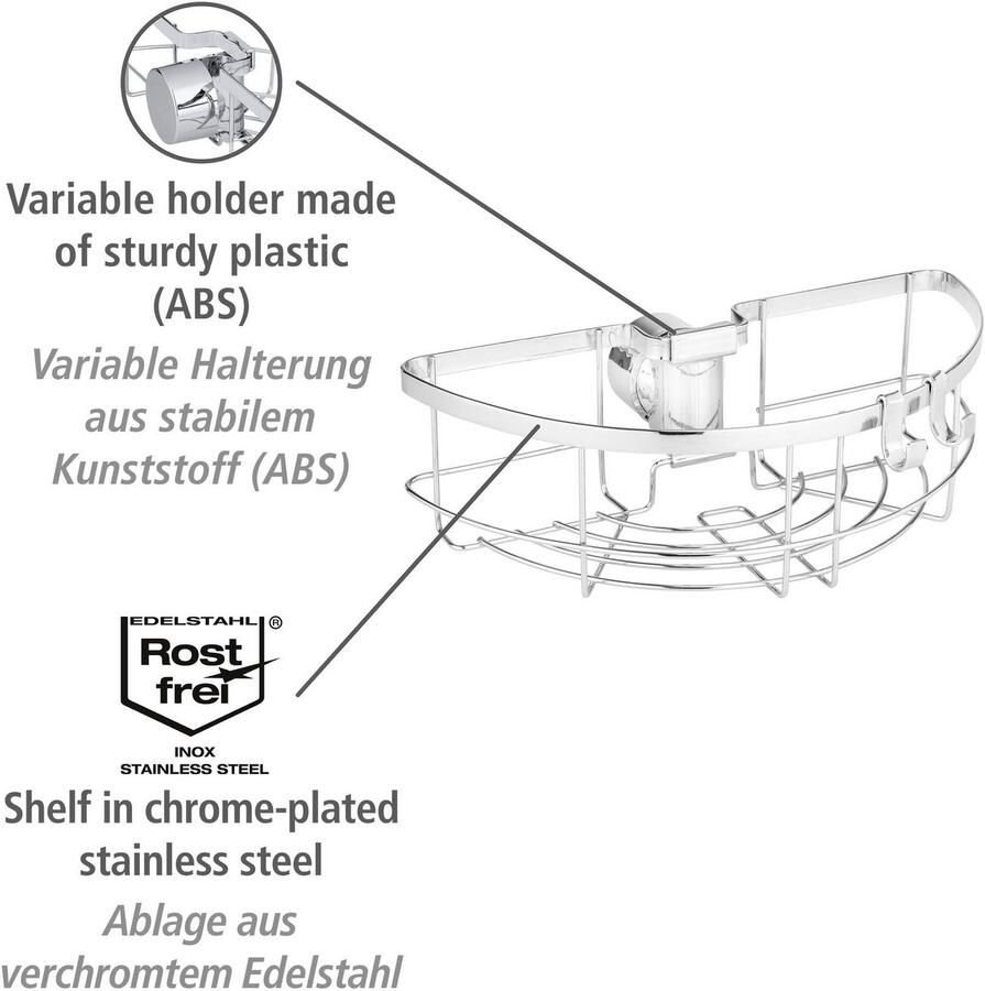 Wenko Doucherekje Douchstangencaddy Floresta rond Bevestiging zonder boren en schroeven - Foto 2