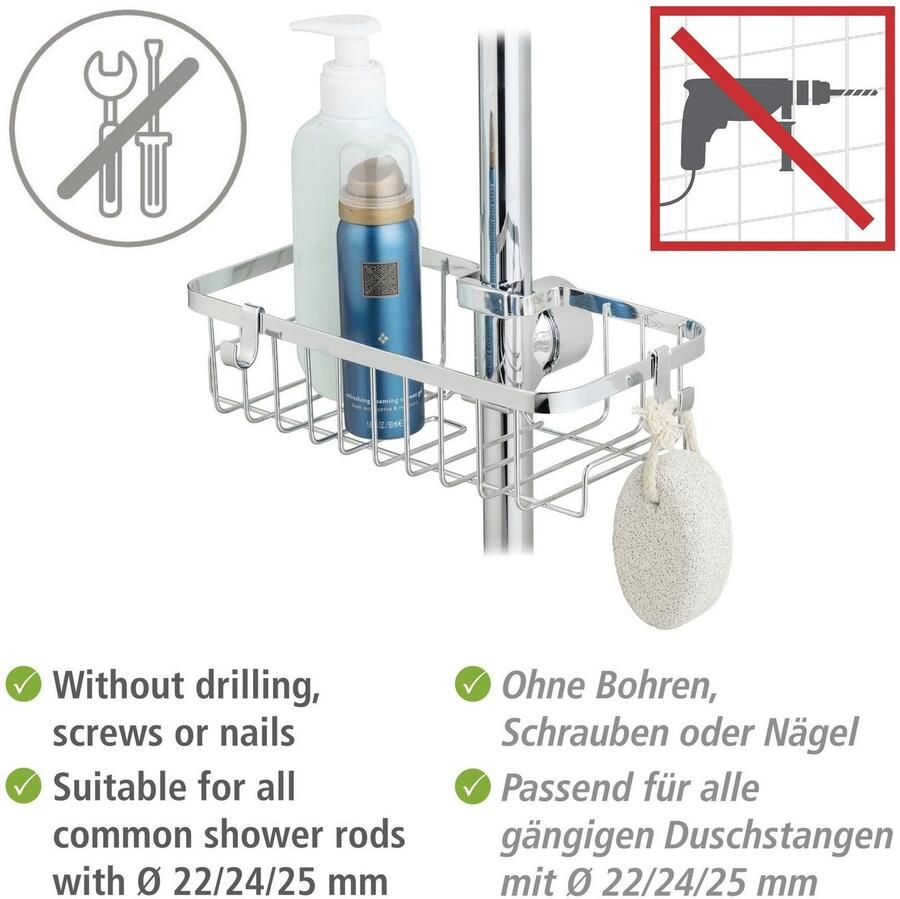 Wenko Doucherekje Douchstangencaddy Floresta vierkant Bevestiging zonder boren en schroeven - Foto 2