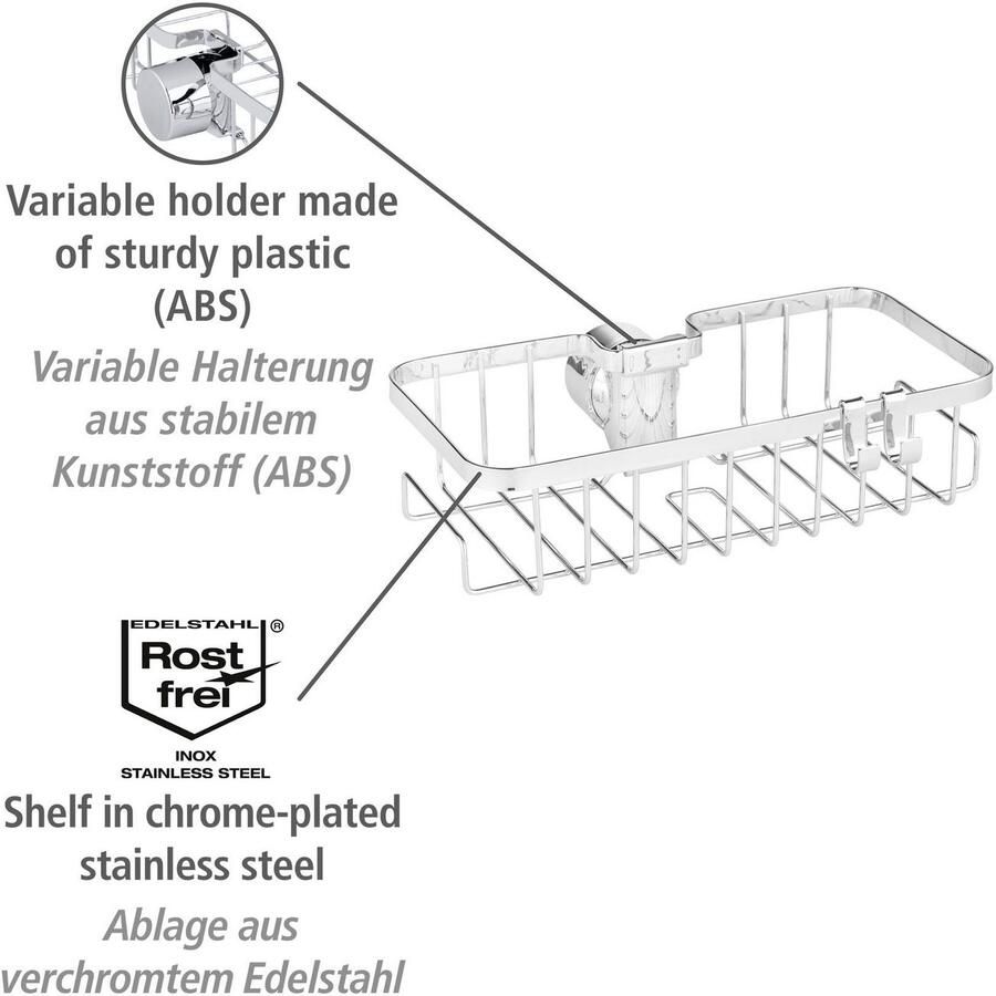 Wenko Doucherekje Douchstangencaddy Floresta vierkant Bevestiging zonder boren en schroeven