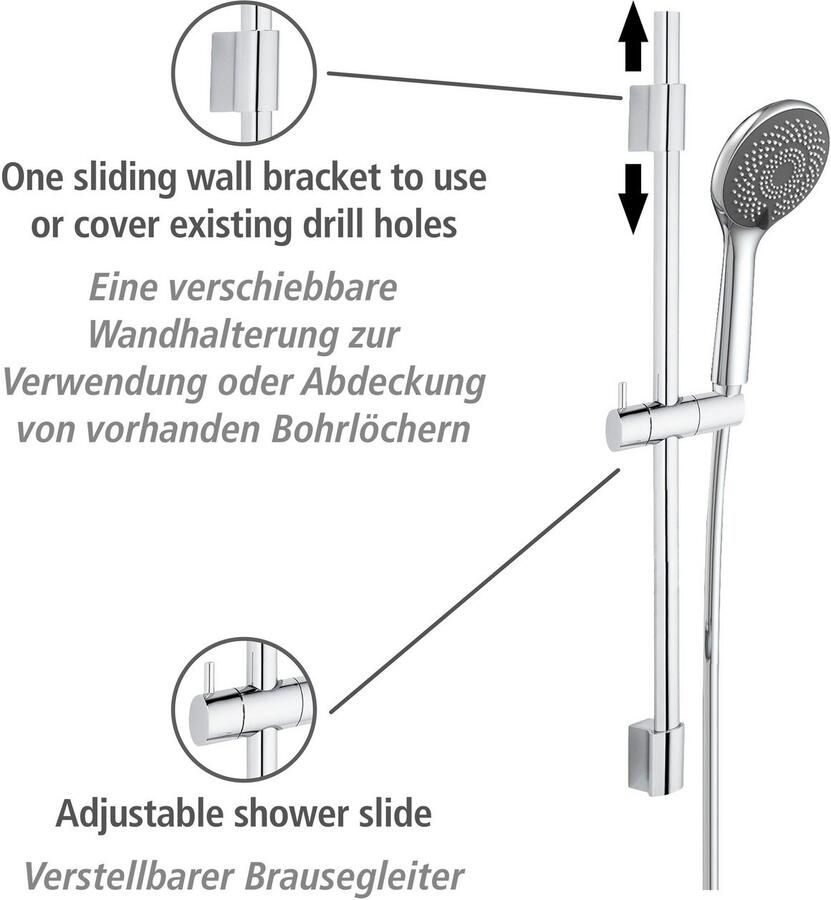 Wenko Douchestang-set Watersaving Chroom lengte stang: 70 cm - Foto 5