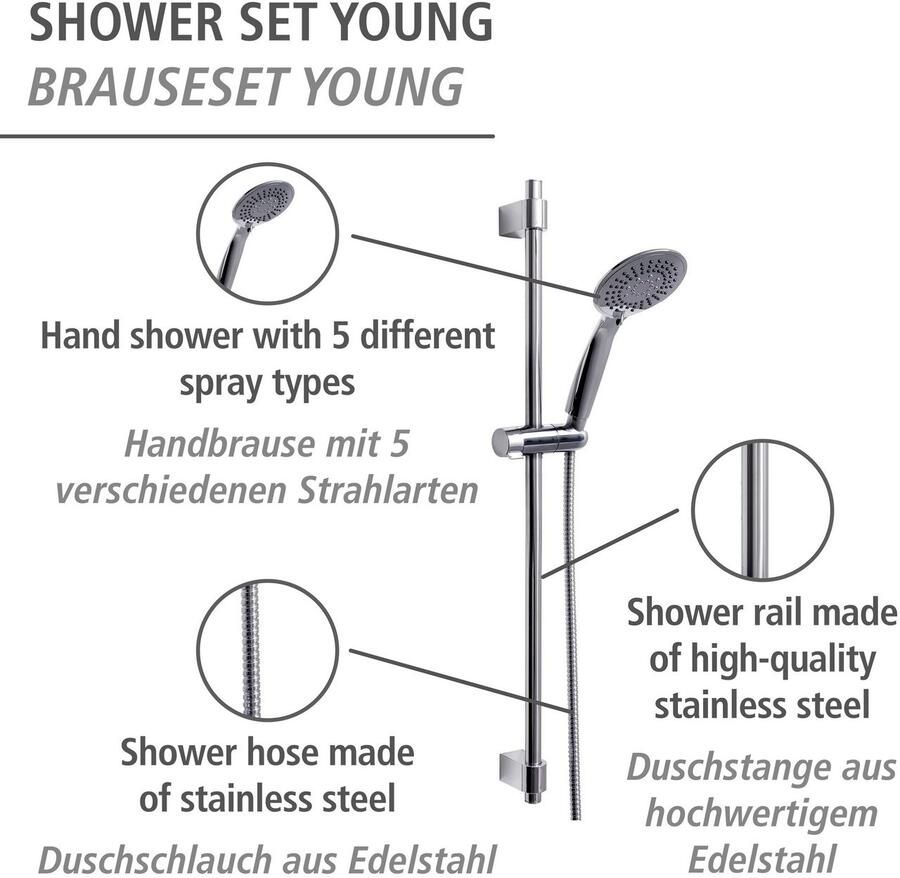 Wenko Douchestang-set Young Chroom lengte stang: 66 cm - Foto 2
