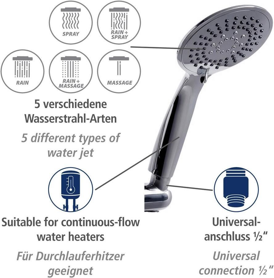 Wenko Douchestang-set Young Chroom lengte stang: 66 cm