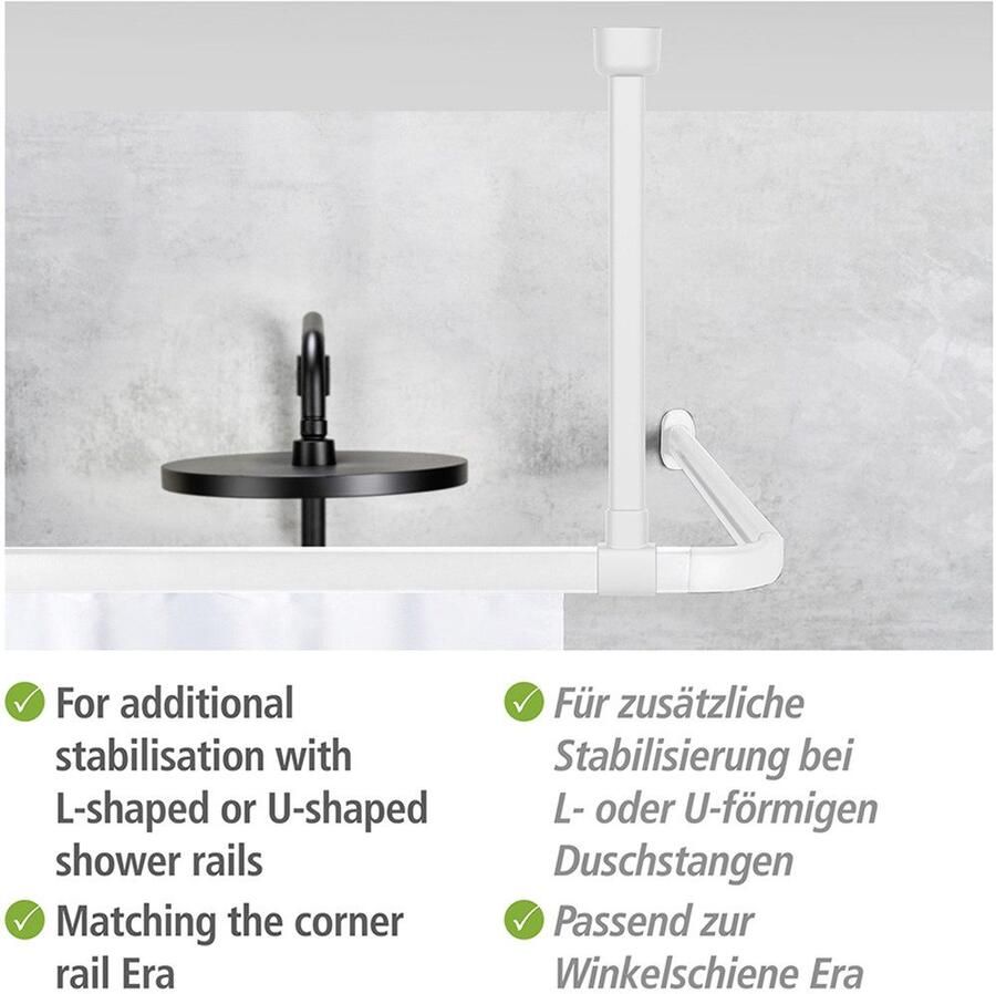 Wenko Douchestangen-plafondhouder Model Era Plafondsteun van aluminium voor hoekrail Era 57 cm - Foto 2