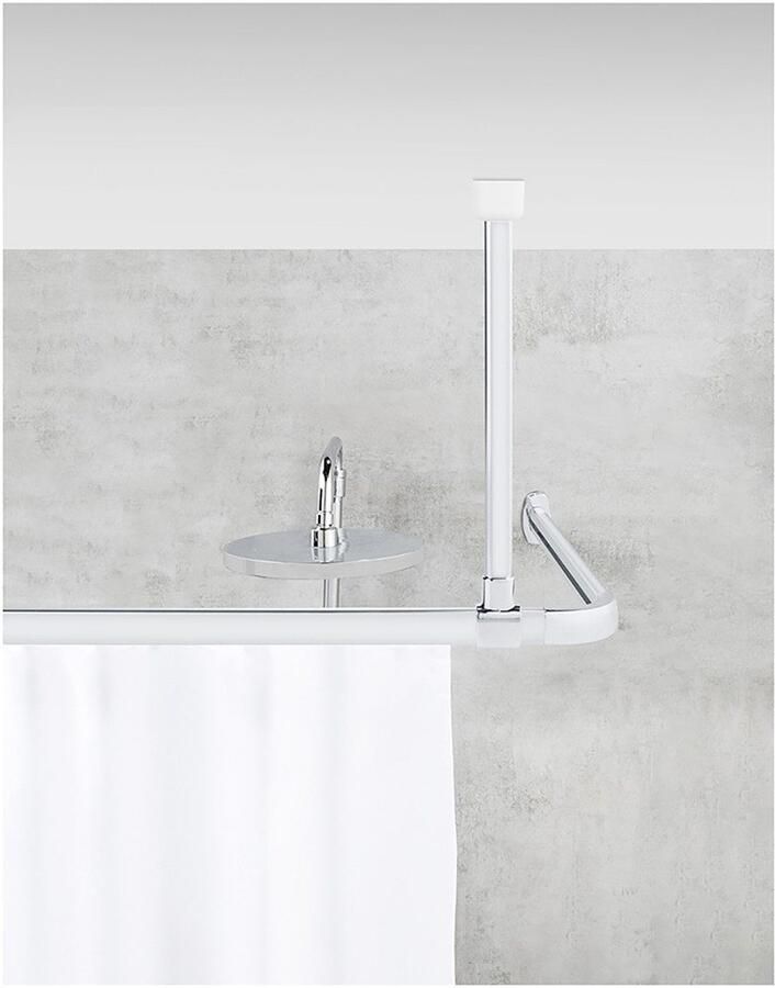 Wenko Douchestangen-plafondhouder Model Era Plafondsteun van aluminium voor hoekrail Era 57 cm - Foto 3