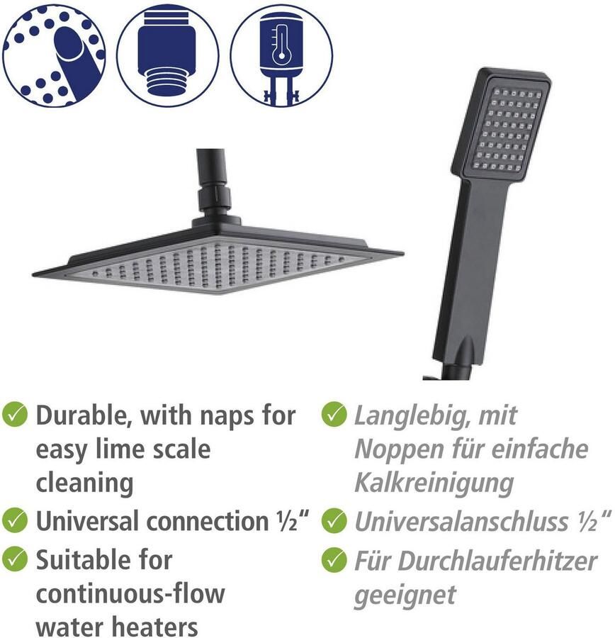 Wenko Douchesysteem Cuadro met regendouche en handdouche - Foto 3