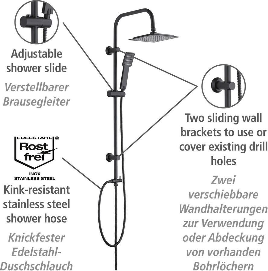 Wenko Douchesysteem Cuadro met regendouche en handdouche