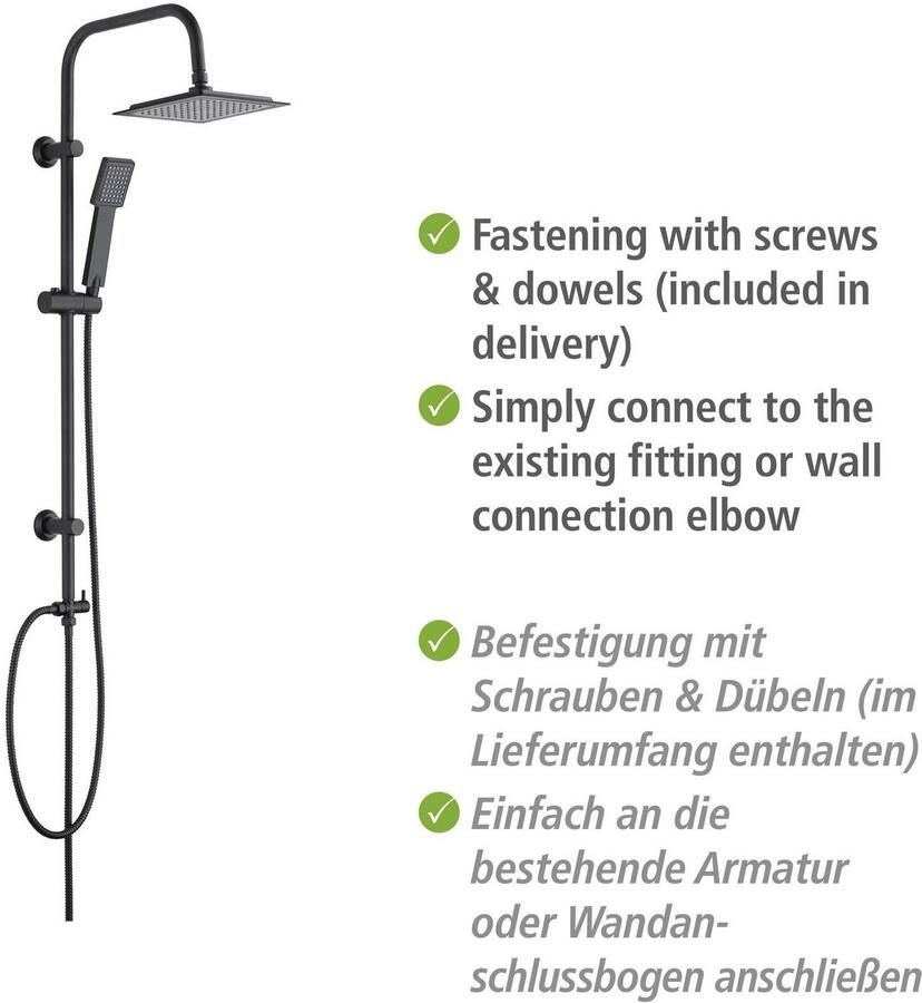 Wenko Douchesysteem Cuadro met regendouche en handdouche - Foto 4