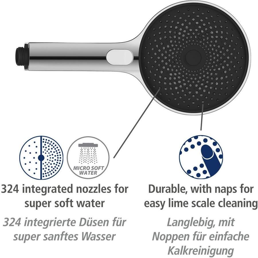 Wenko Douchesysteem Softwater Chroom eenvoudige aansluiting op bestaande kraan of wandbocht
