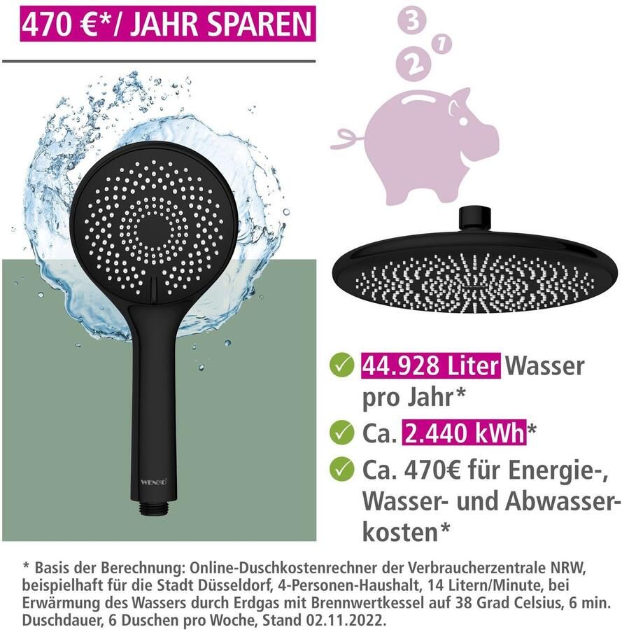 Wenko Douchesysteem Watersaving eenvoudige aansluiting op bestaande kraan of wandbocht - Foto 3