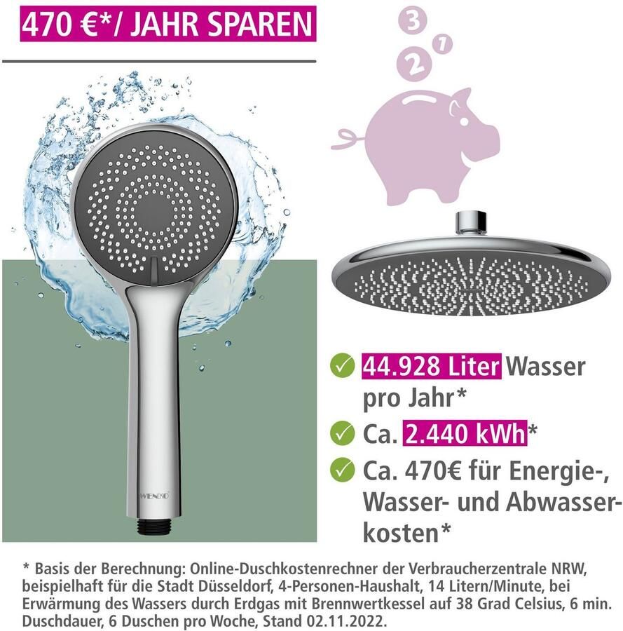 Wenko Douchesysteem Watersaving eenvoudige aansluiting op bestaande kraan of wandbocht - Foto 2