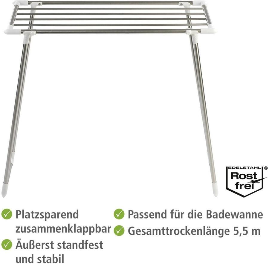 Wenko Droogrek Professional single smal wasrek 5 50 m drooglengte voor balkon & badkuip - Foto 3