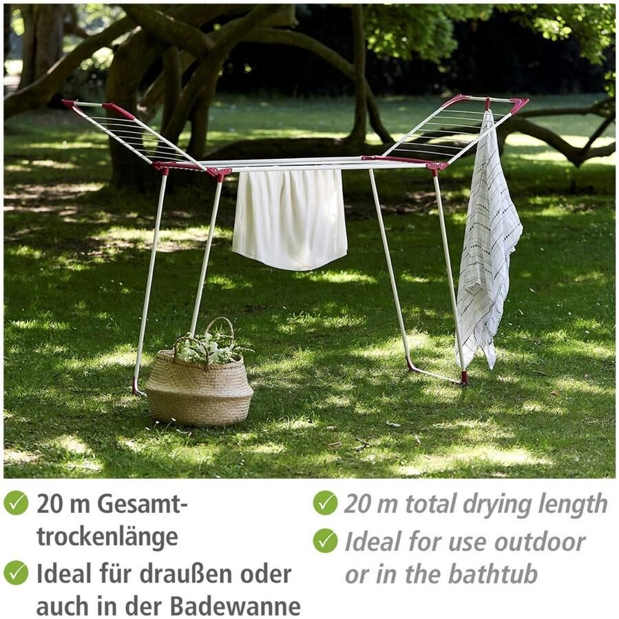 Wenko Droogrek Model Summer Dry Vleugel droogrek 20 m drooglengte met kledinghanger voorziening
