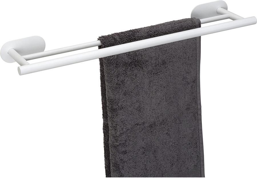 Wenko Dubbele handdoekhouder Turbo-Loc model Duo Orea van roestvrij staal bevestiging zonder boren 60 cm - Foto 7