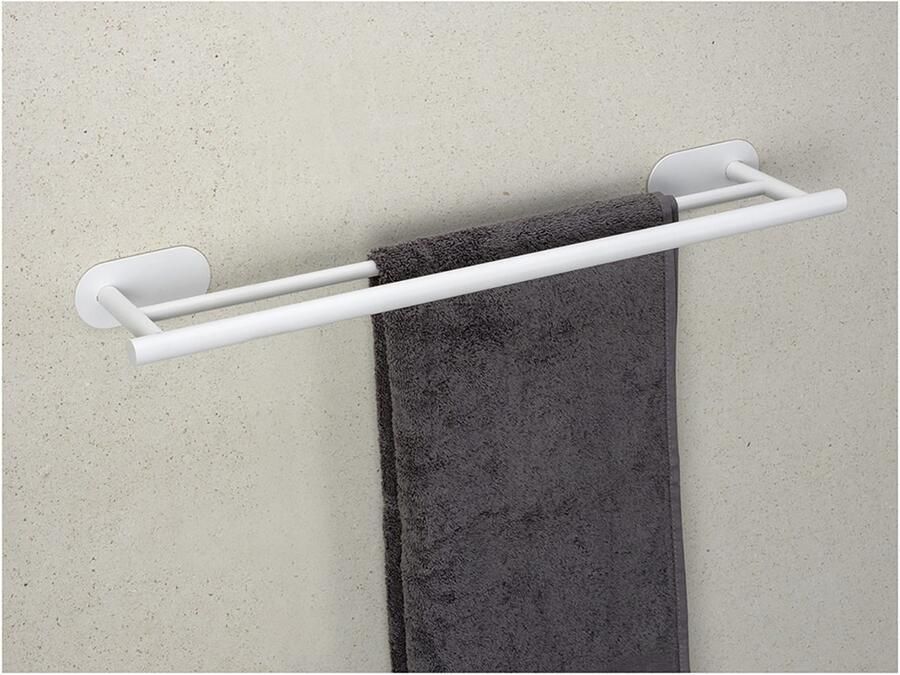 Wenko Dubbele handdoekhouder Turbo-Loc model Duo Orea van roestvrij staal bevestiging zonder boren 60 cm - Foto 3