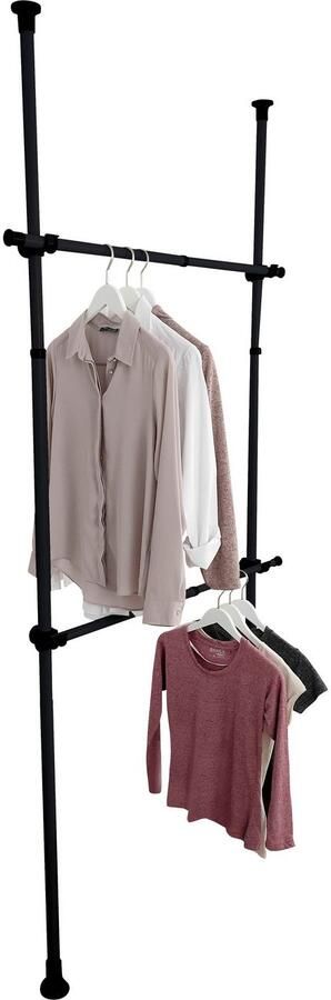 Wenko Modulair zwart rek Horizontale telescopische kledingroede 2 stuks Ophangen zonder boren - Foto 10