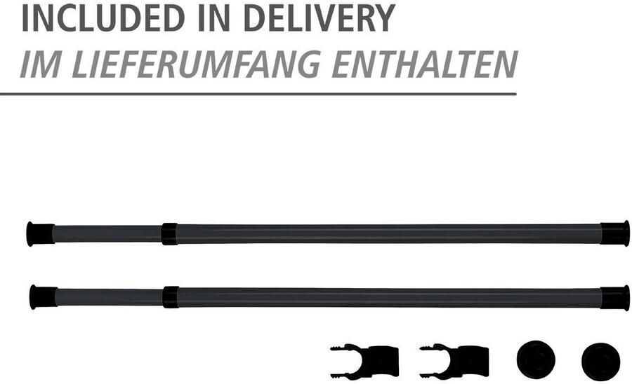 Wenko Modulair zwart rek Horizontale telescopische kledingroede 2 stuks Ophangen zonder boren - Foto 8