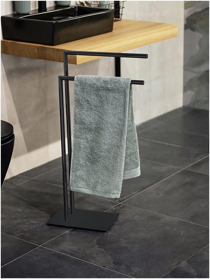 Wenko Handdoekenrek Model Recco van gelakt staal 2 handdoekstangen zware bodemplaat - Foto 4