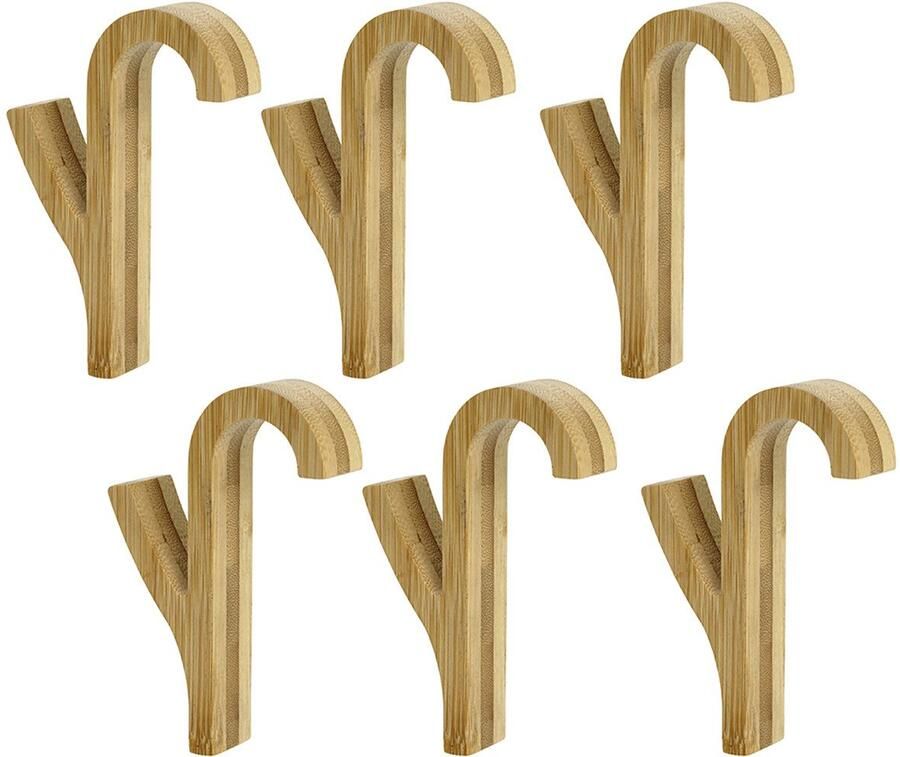 Wenko Handdoekhaakjes Bamboe voor handdoekradiatoren ruimtebesparende opslag (set 6 stuks) - Foto 6
