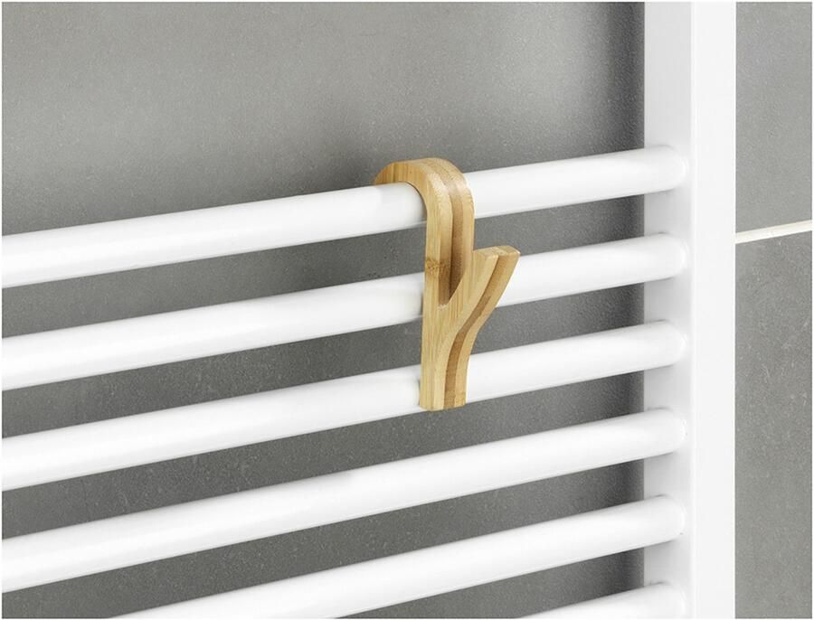 Wenko Handdoekhaakjes Bamboe voor handdoekradiatoren ruimtebesparende opslag (set 6 stuks) - Foto 3