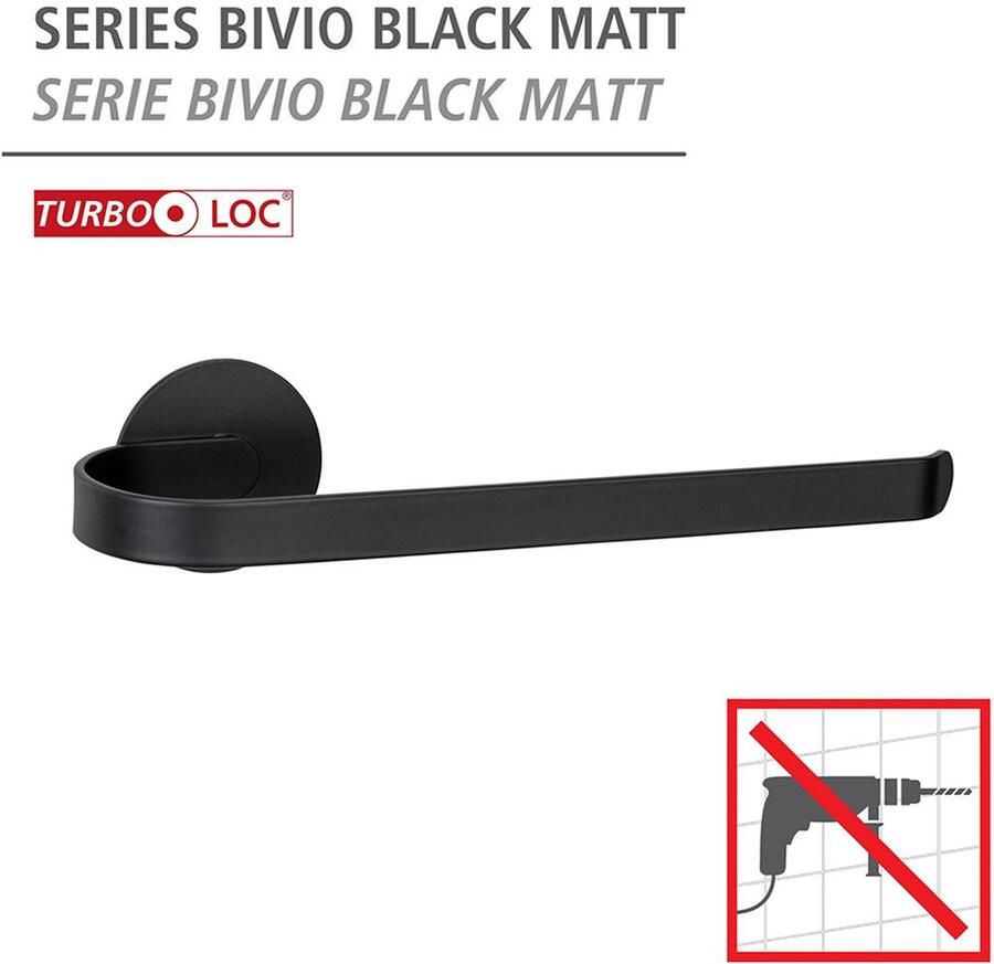 Wenko Handdoekhouder Turbo-Loc model Bivio van aluminium bevestiging zonder boren - Foto 2