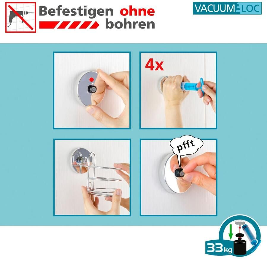 Wenko Handdoekhouder Vacuum-Loc Quadro Handdoekstang Uno bevestigen zonder boren - Foto 3