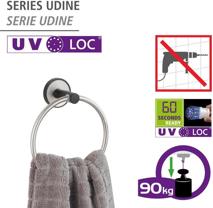 Wenko Handdoekring UV-Loc Udine bevestigen zonder boren - Foto 3