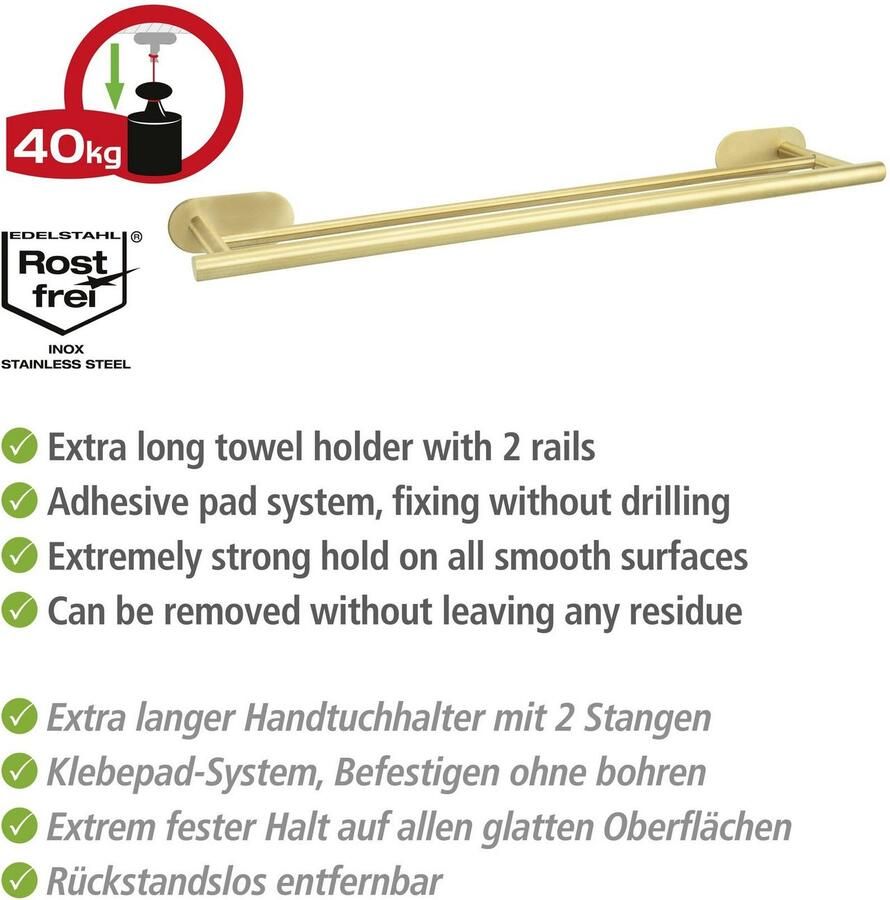 Wenko Handdoekstang Turbo-Loc Duo Orea Bevestigen zonder boren - Foto 2