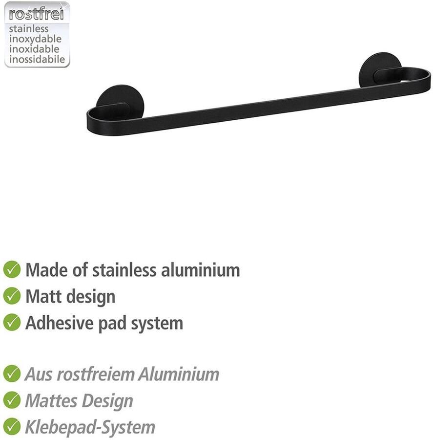 Wenko Handdoekstang Turbo-Loc model Uno Bivio van aluminium bevestiging zonder boren 40 cm