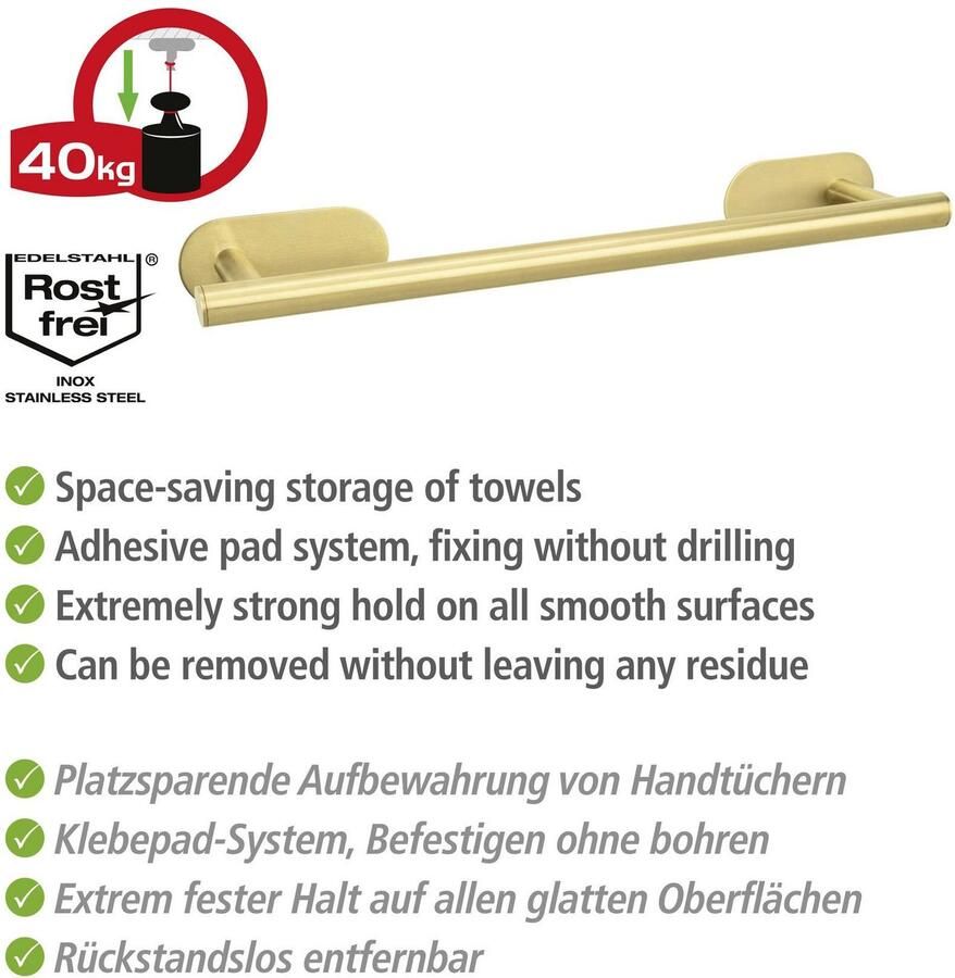 Wenko Handdoekstang Turbo-Loc Orea 40 cm bevestigen zonder boren - Foto 2