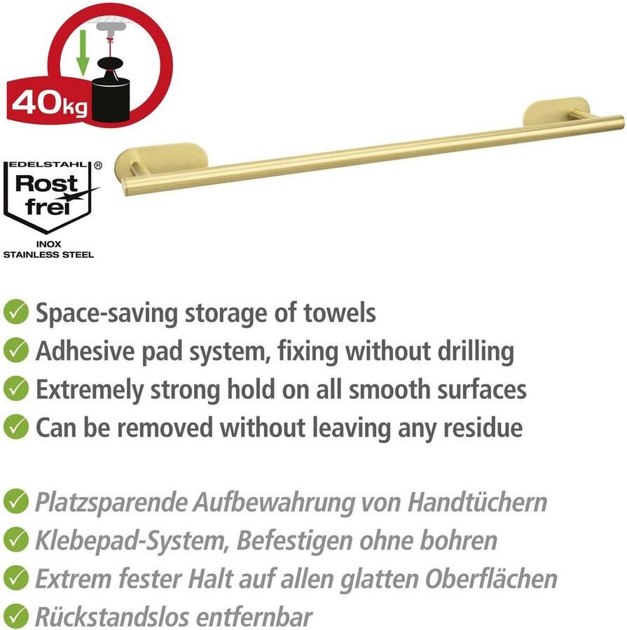 Wenko Handdoekstang Turbo-Loc Uno Orea Bevestigen zonder boren - Foto 2