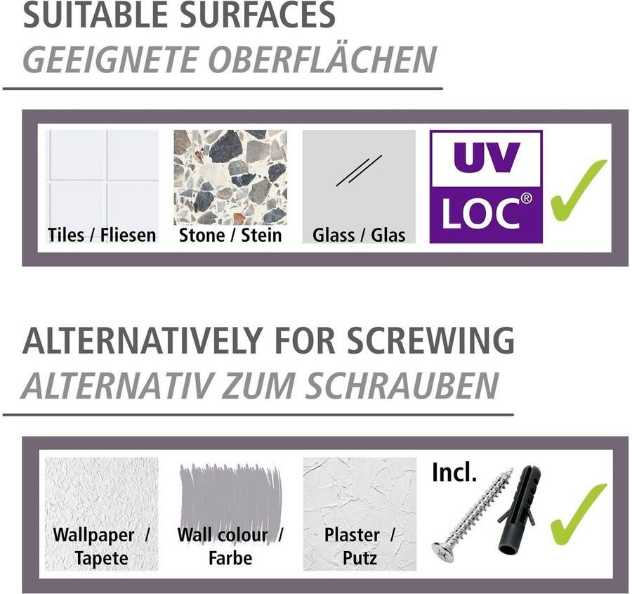 Wenko Handdoekstang UV-Loc Isera bevestigen zonder boren - Foto 6