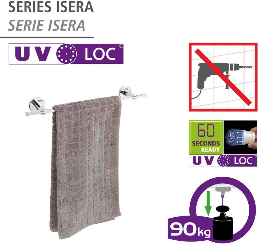 Wenko Handdoekstang UV-Loc Isera bevestigen zonder boren - Foto 6