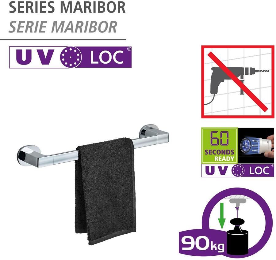 Wenko Handdoekstang UV-Loc Maribor bevestigen zonder boren - Foto 6