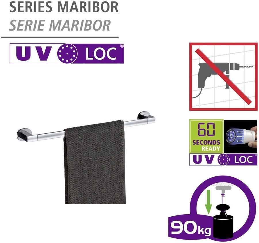 Wenko Handdoekstang UV-Loc Maribor bevestigen zonder boren - Foto 5