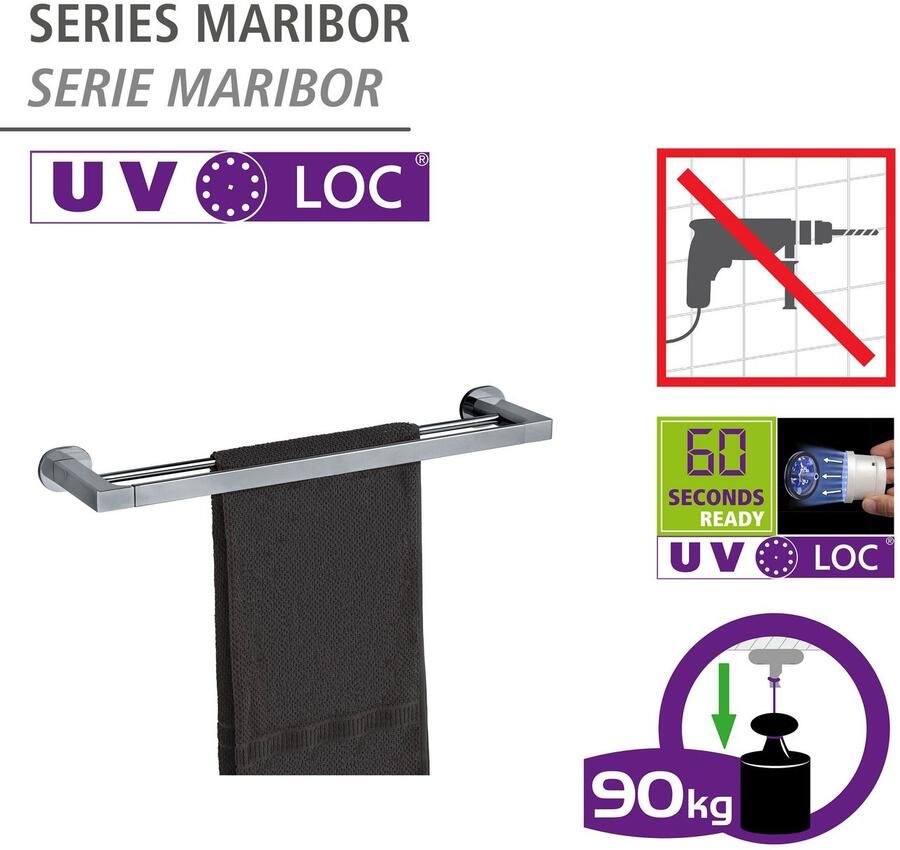 Wenko Handdoekstang UV-Loc Maribor bevestigen zonder boren - Foto 6